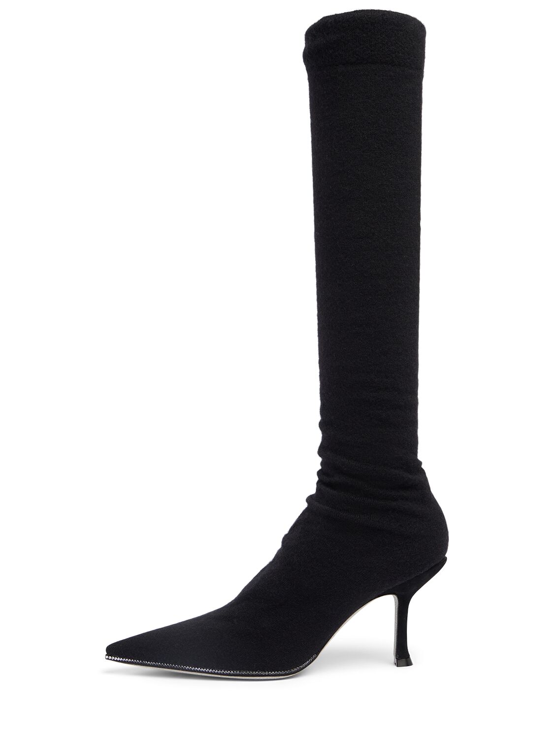 René Caovilla 80mm Grace Cashmere Over-the-knee Boots In Black/silver