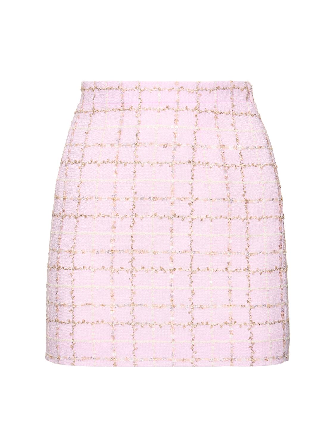 Alessandra Rich Sequined Checked Tweed Mini Skirt In Multi Lightpink