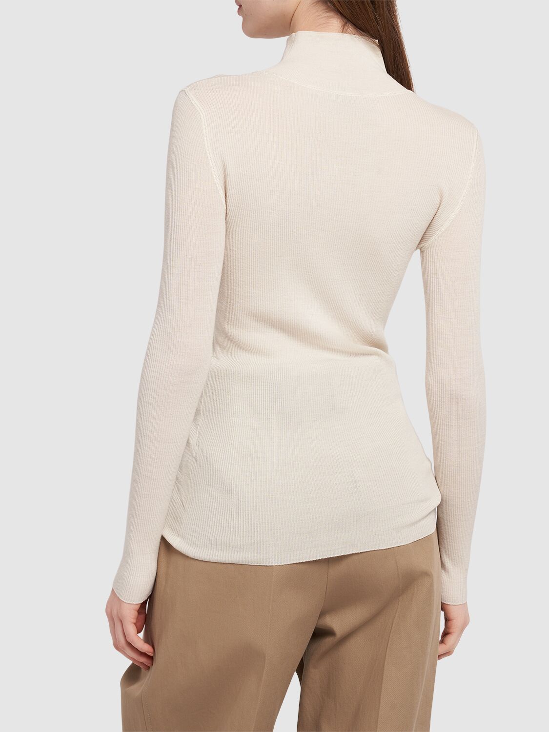 Shop Bottega Veneta Ribbed Wool Sweater In Chalk