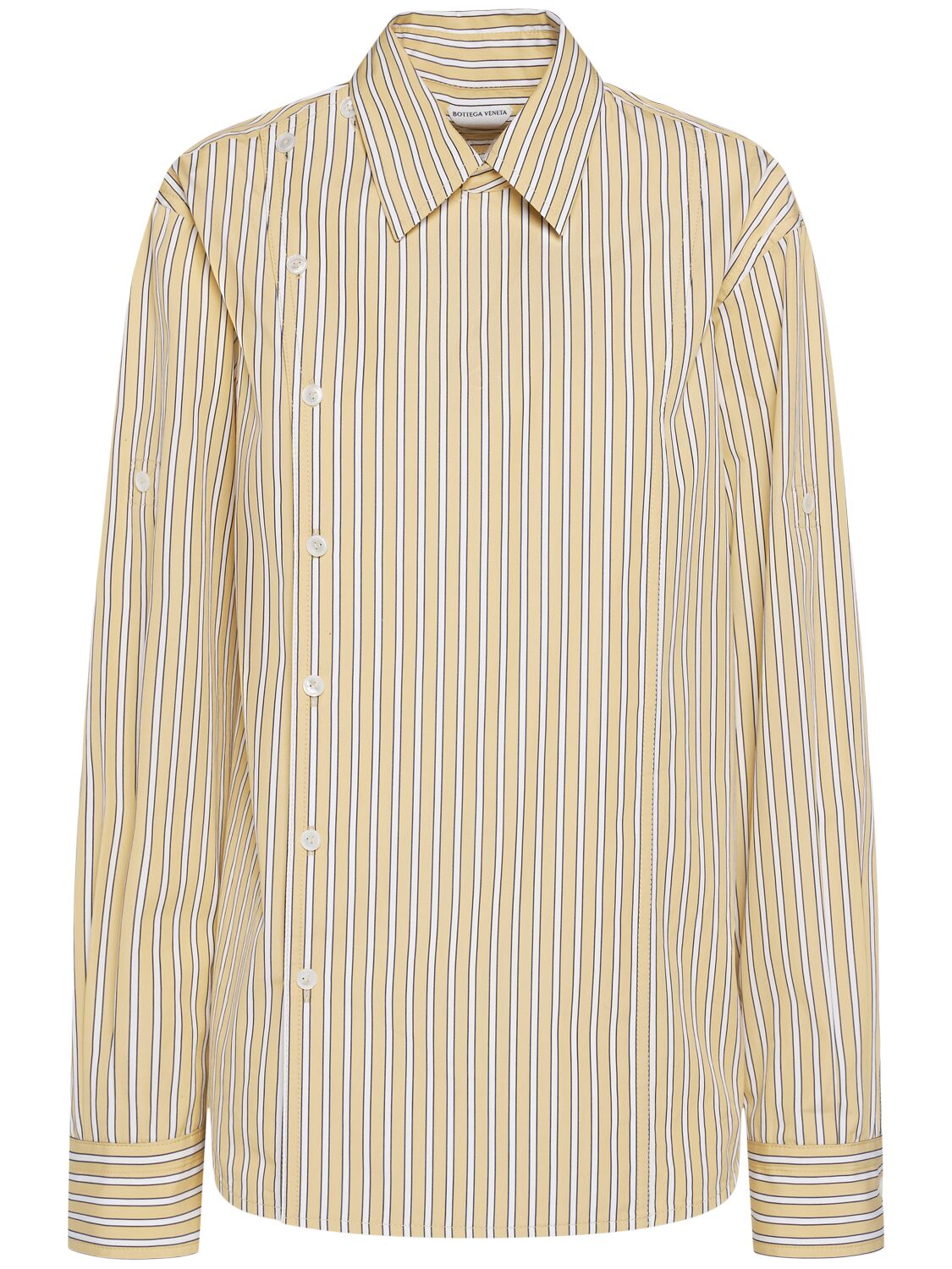 Bottega Veneta Striped Poplin Shirt In Yellow,white