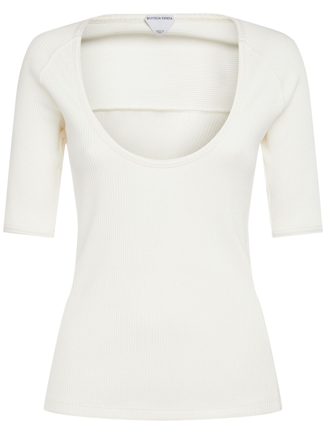 Bottega Veneta Ribbed Cotton Jersey Top In White