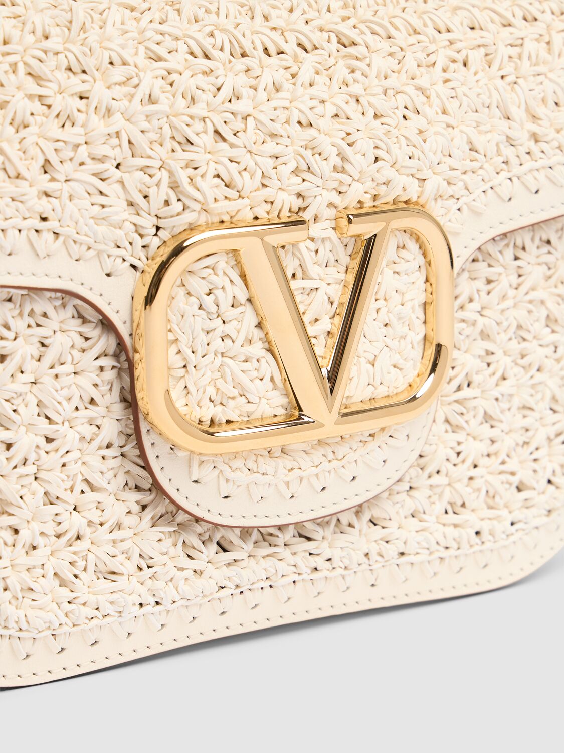 Shop Valentino Vlogo Signature Crochet Shoulder Bag In Ivory