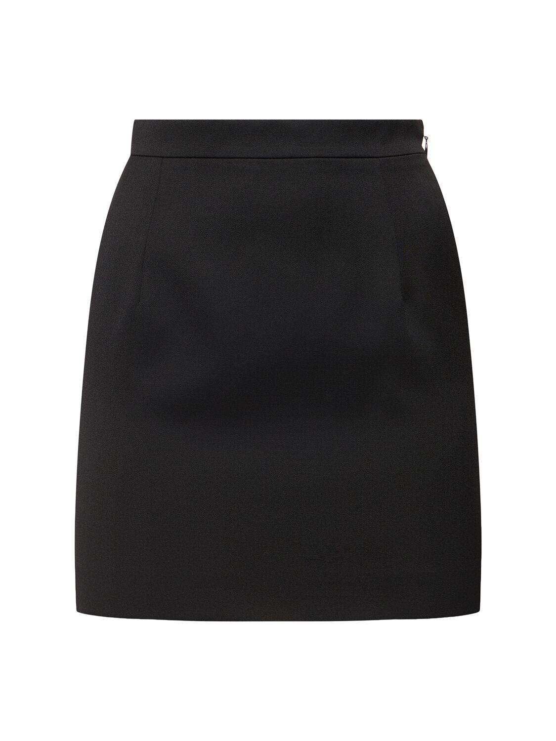 Alessandra Rich Light Wool High Waist Mini Skirt In Black