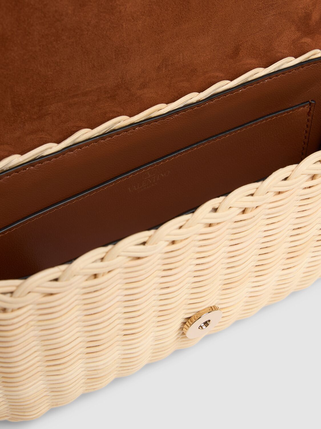 Shop Valentino Locò Straw & Leather Shoulder Bag In Nat,selleria