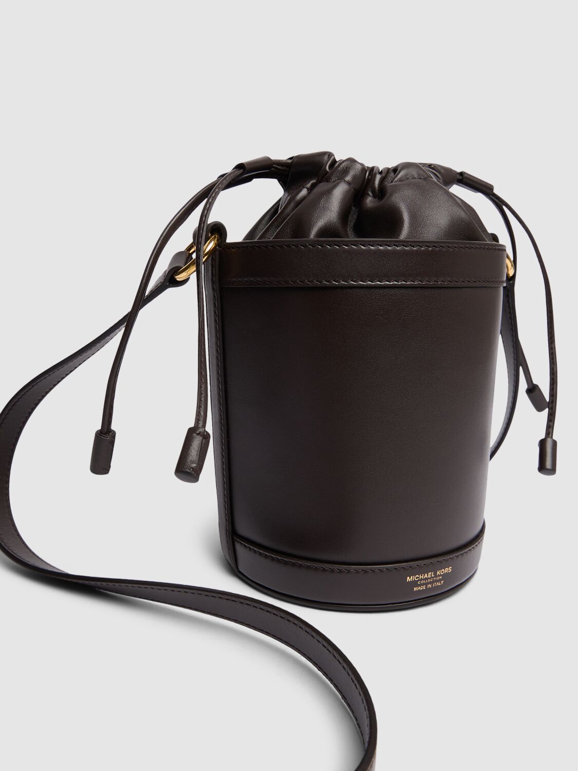 Shop Michael Kors Medium Audrey Leather Bucket Bag In Chocolate