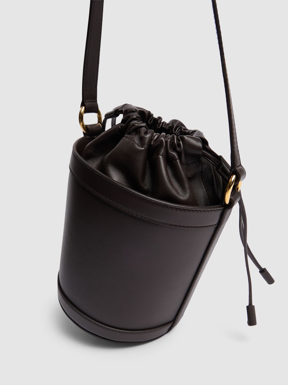 Shop Michael Kors Medium Audrey Leather Bucket Bag In Chocolate