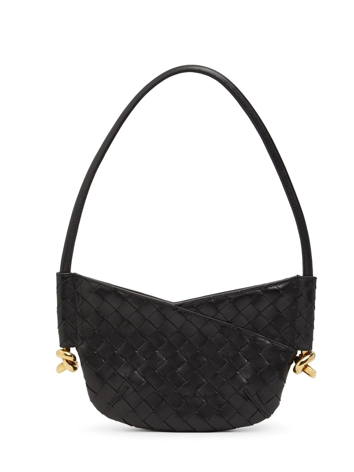 Shop Bottega Veneta Mini Solstice Leather Shoulder Bag In Black