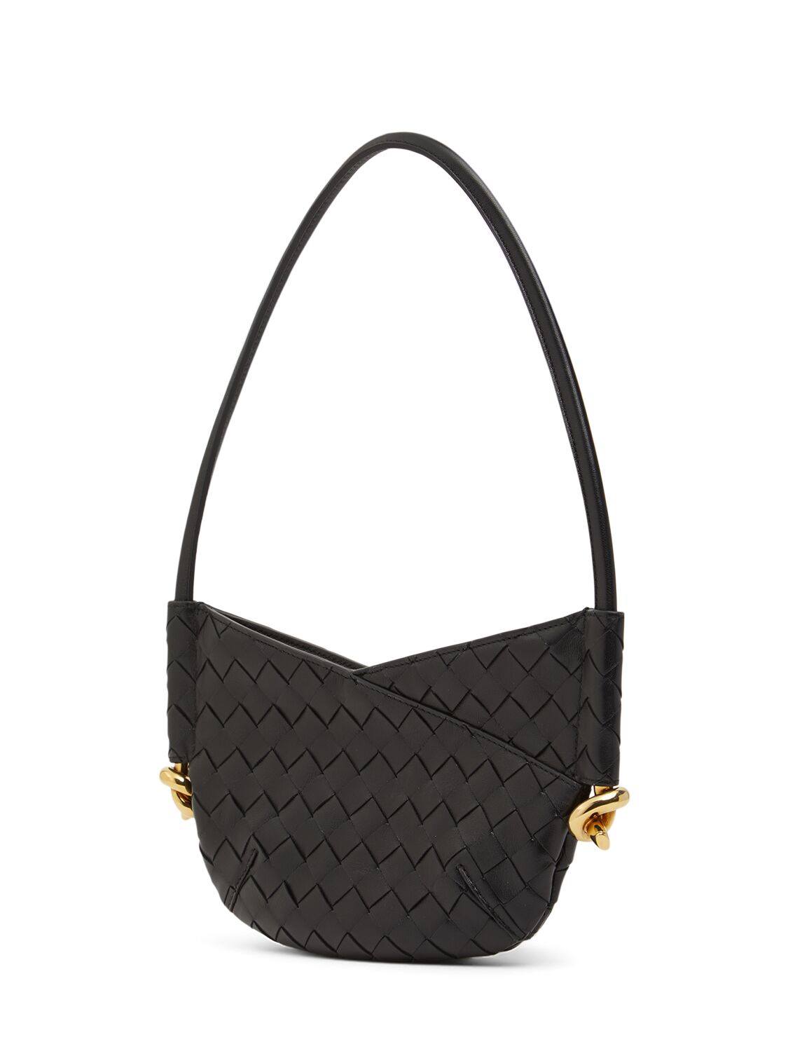 Shop Bottega Veneta Mini Solstice Leather Shoulder Bag In Black