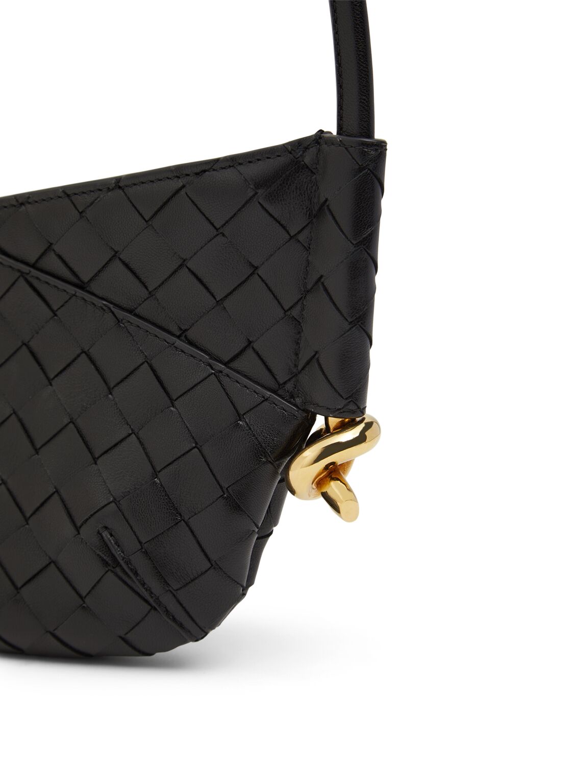 Shop Bottega Veneta Mini Solstice Leather Shoulder Bag In Black