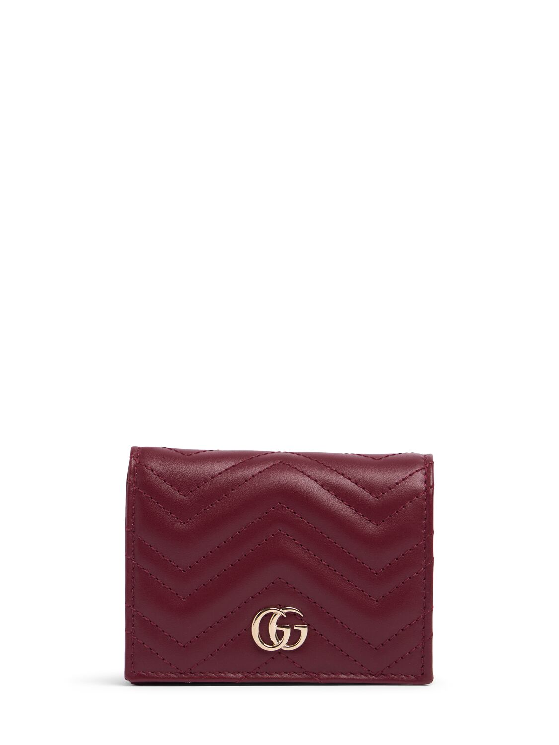 Gucci Gg Marmont Leather Card Case In Rosso Ancora