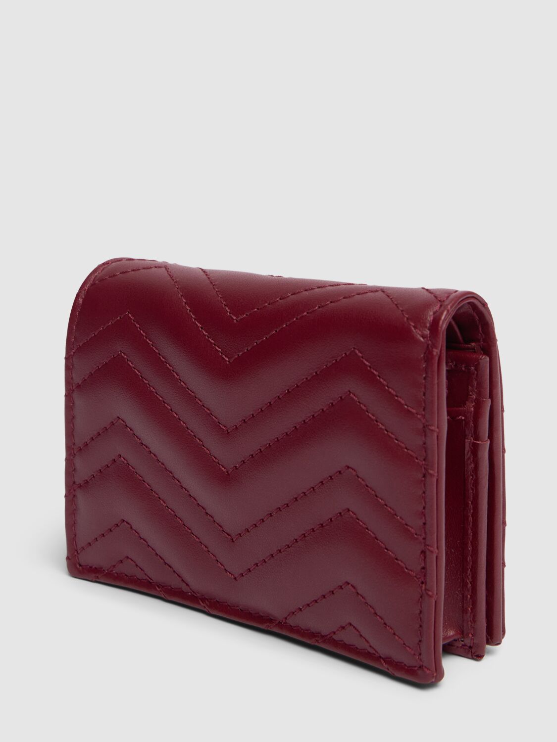 Shop Gucci Gg Marmont Leather Card Case In Rosso Ancora