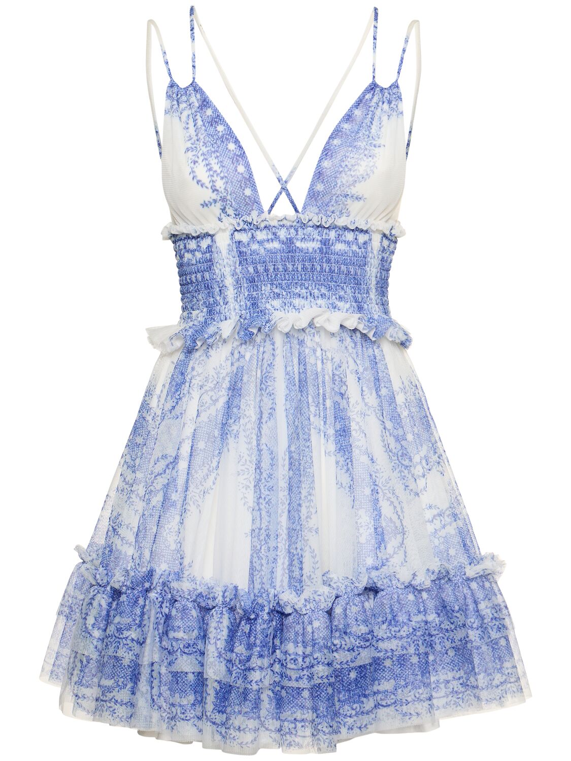 Printed Tulle Mini Dress