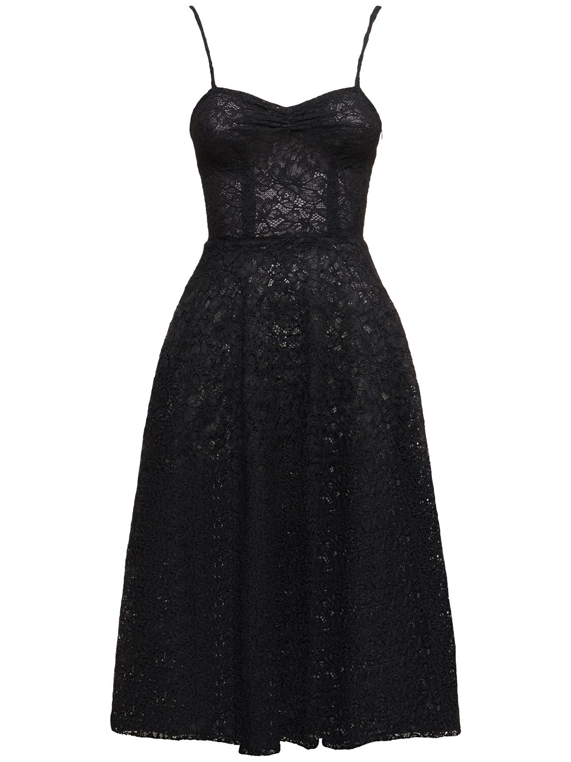 Shop Ermanno Scervino Flared Lace Midi Dress In Black