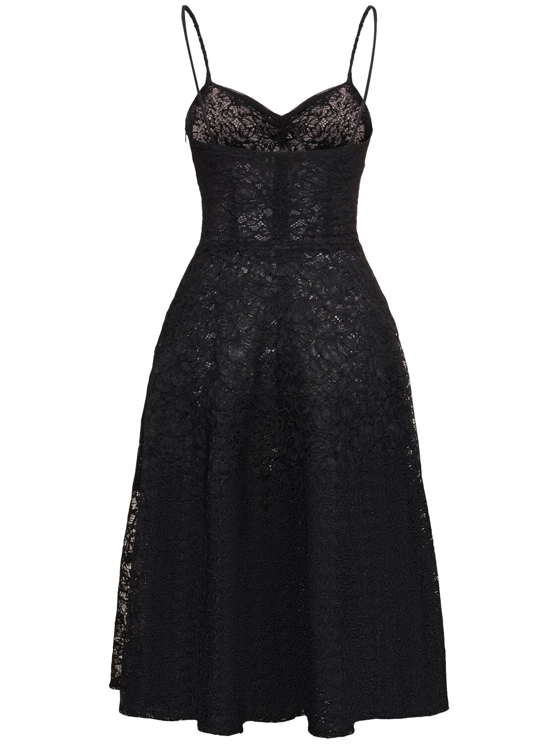 Shop Ermanno Scervino Flared Lace Midi Dress In Black
