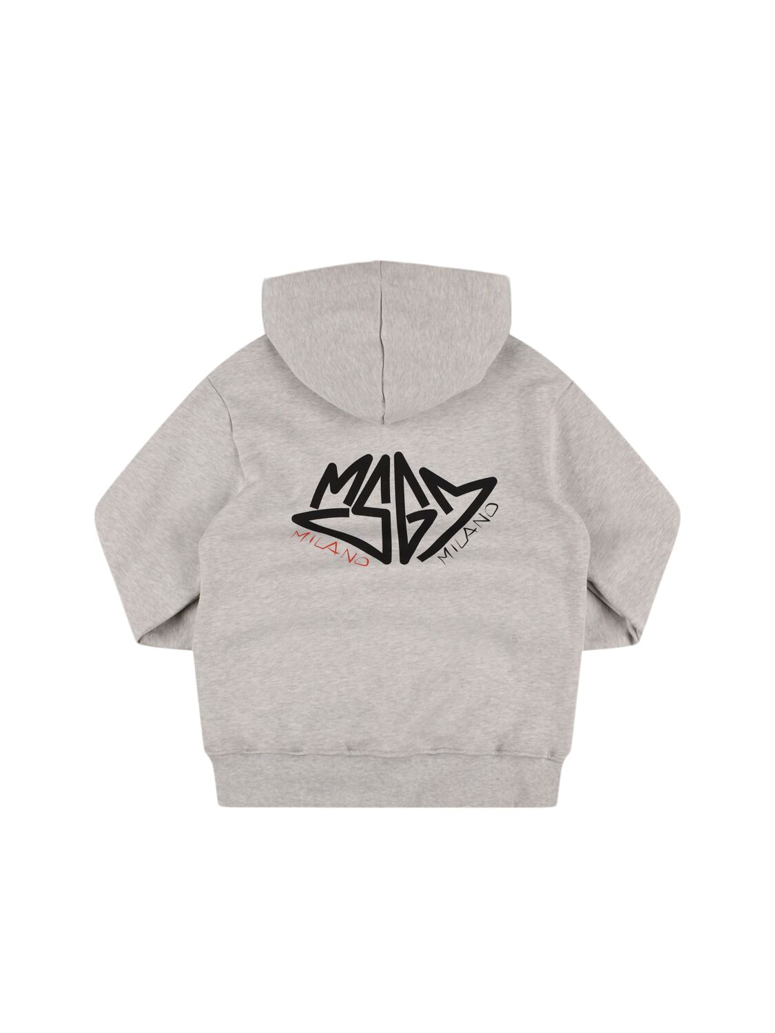 Shop Msgm Printed Cotton Sweatshirt Hoodie In Grey