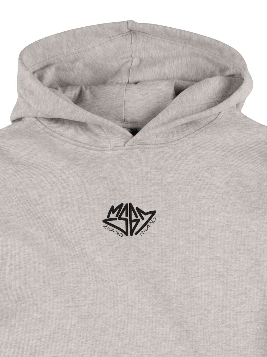 Shop Msgm Printed Cotton Sweatshirt Hoodie In Grey