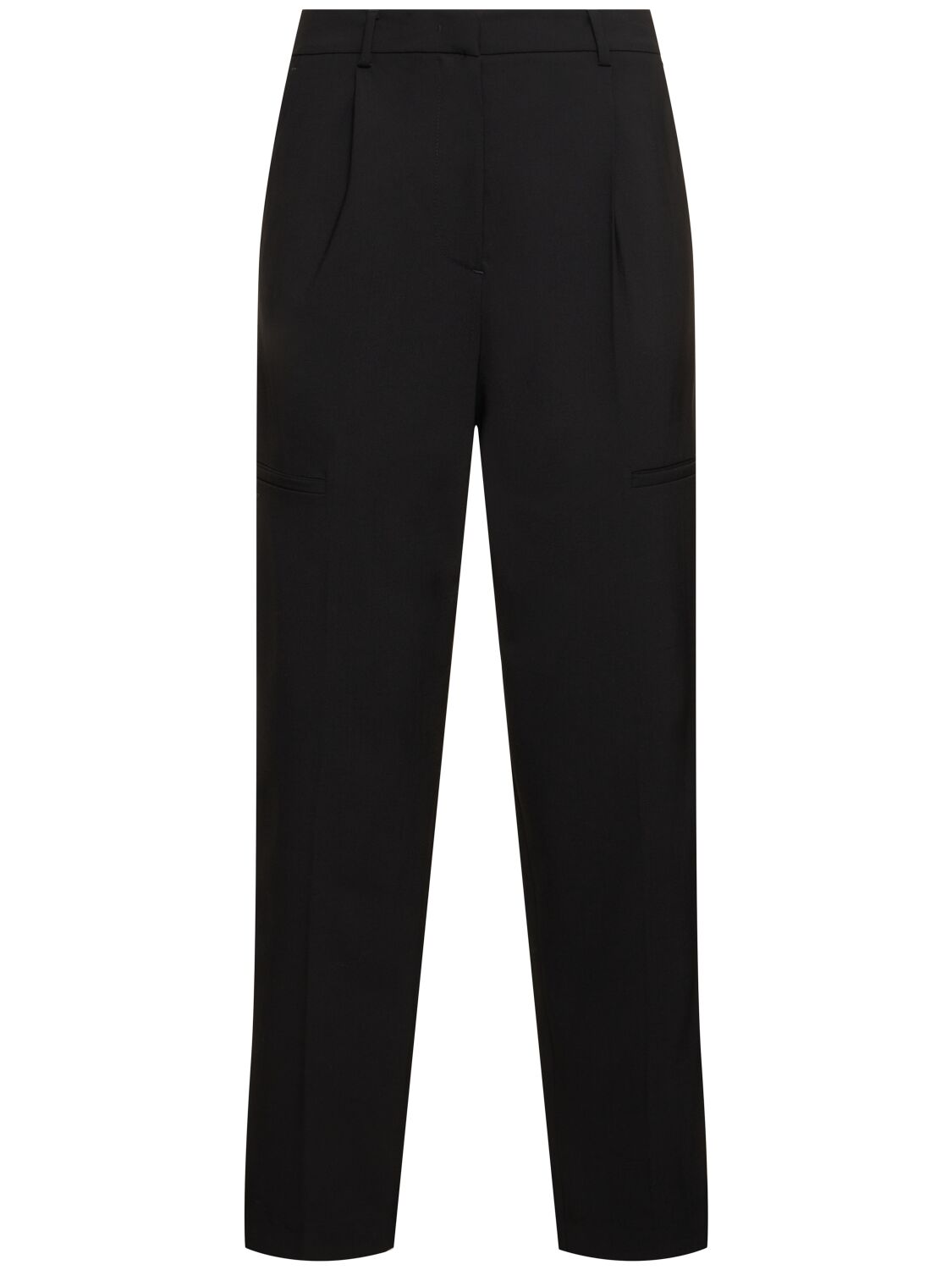 Msgm Wool Blend Tailored Straight Pants In Black