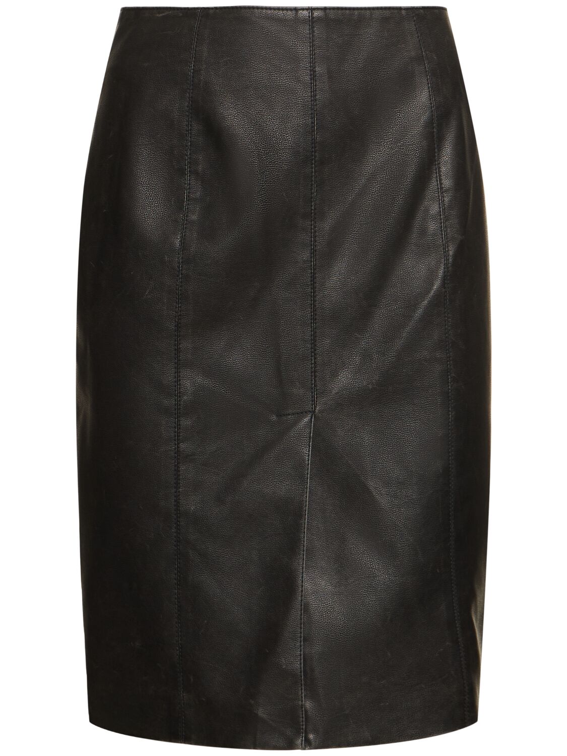Msgm Faux Leather Midi Skirt In Black