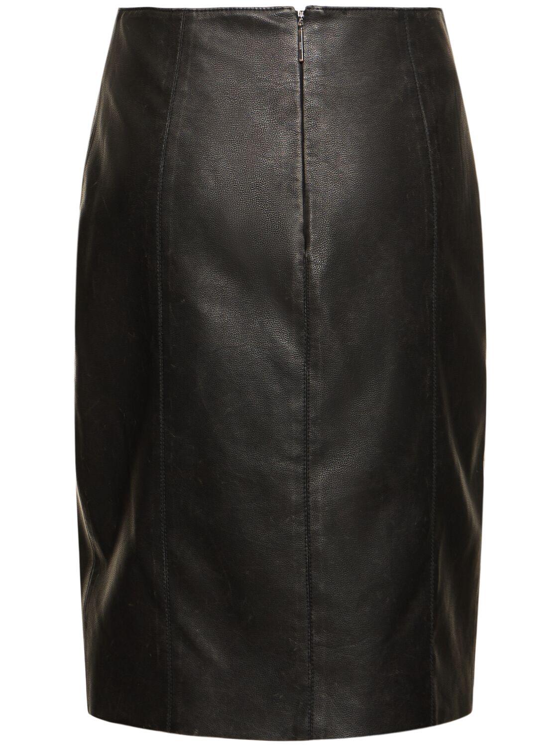 Shop Msgm Faux Leather Midi Skirt In Black