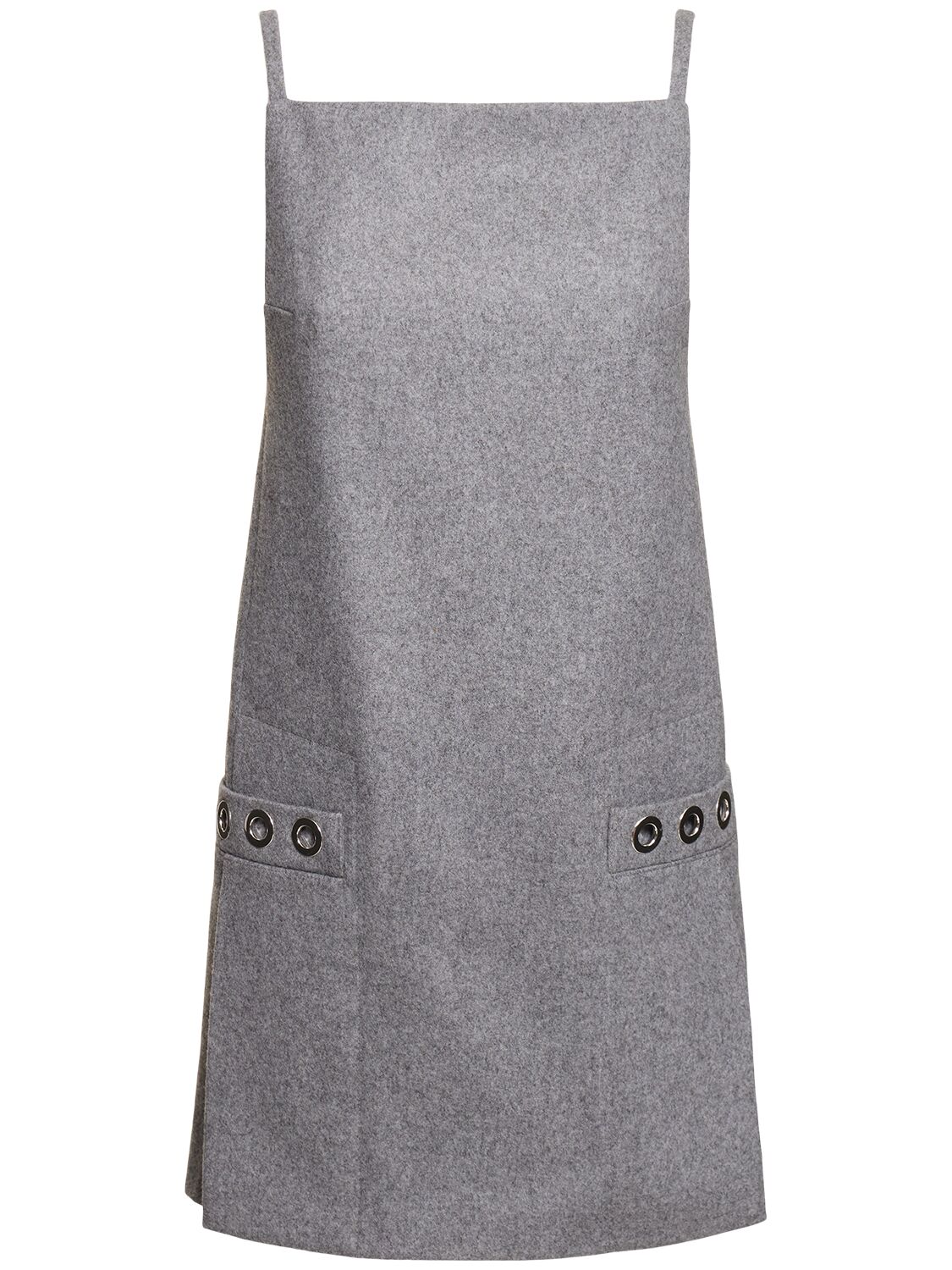 Msgm Wool Knit Embellished Mini Dress In Gray