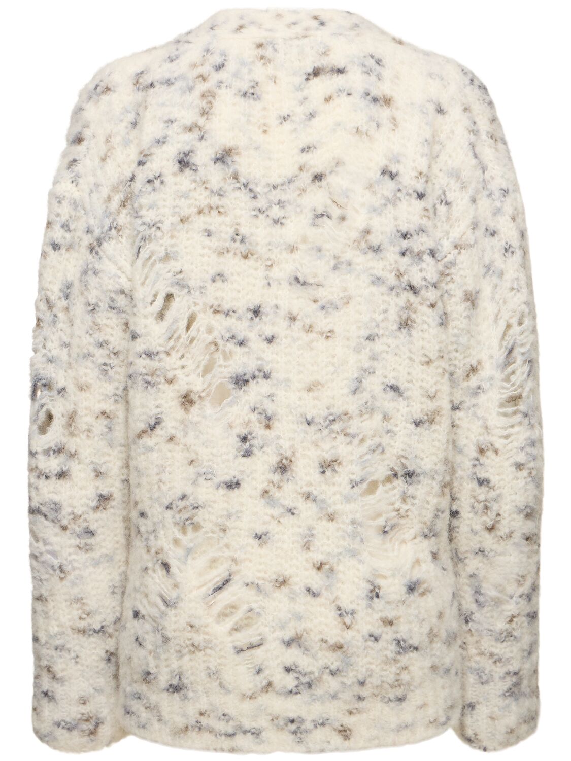 Shop Msgm Nubby Bouclé Knit Cardigan In Grey/multi