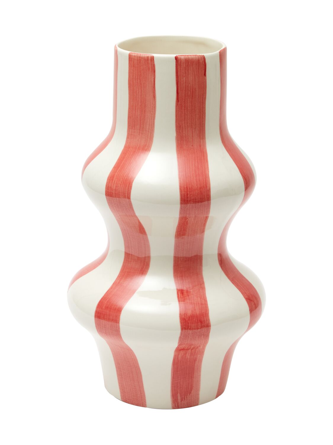 The Conran Shop Escapism Apricot Striped Vase In Red