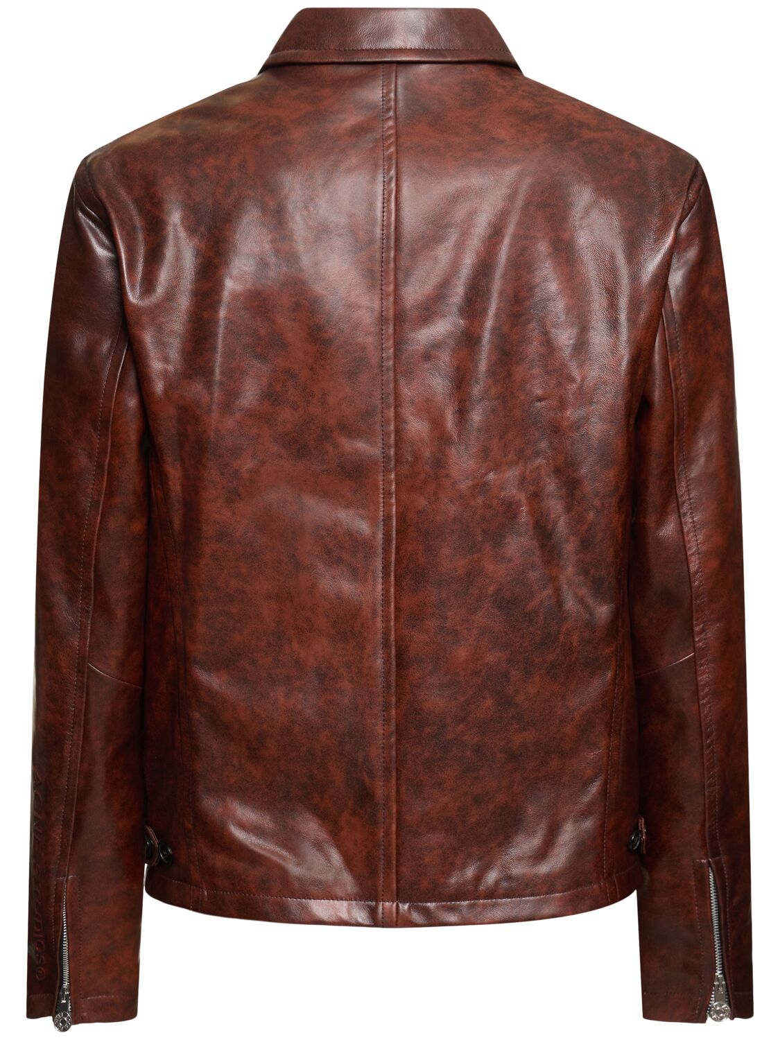 Shop Acne Studios Laukwa Vintage Leather Jacket In Brown