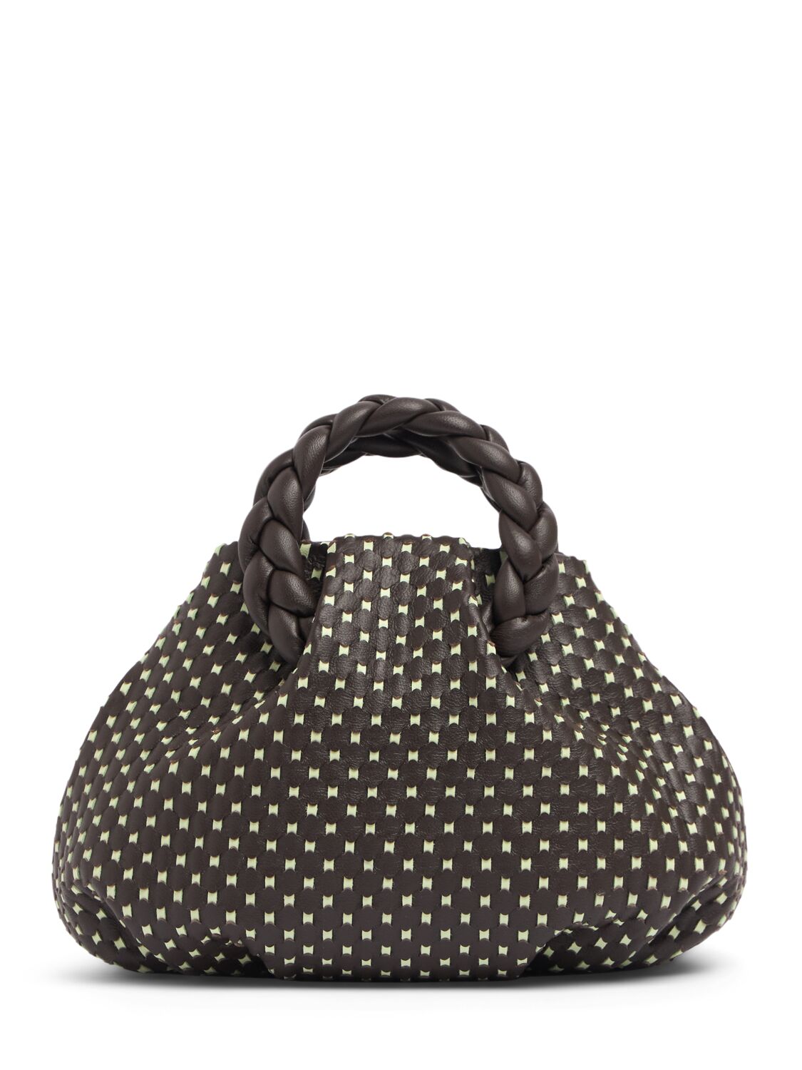 Image of Bombon Woven Leather Top Handle Bag