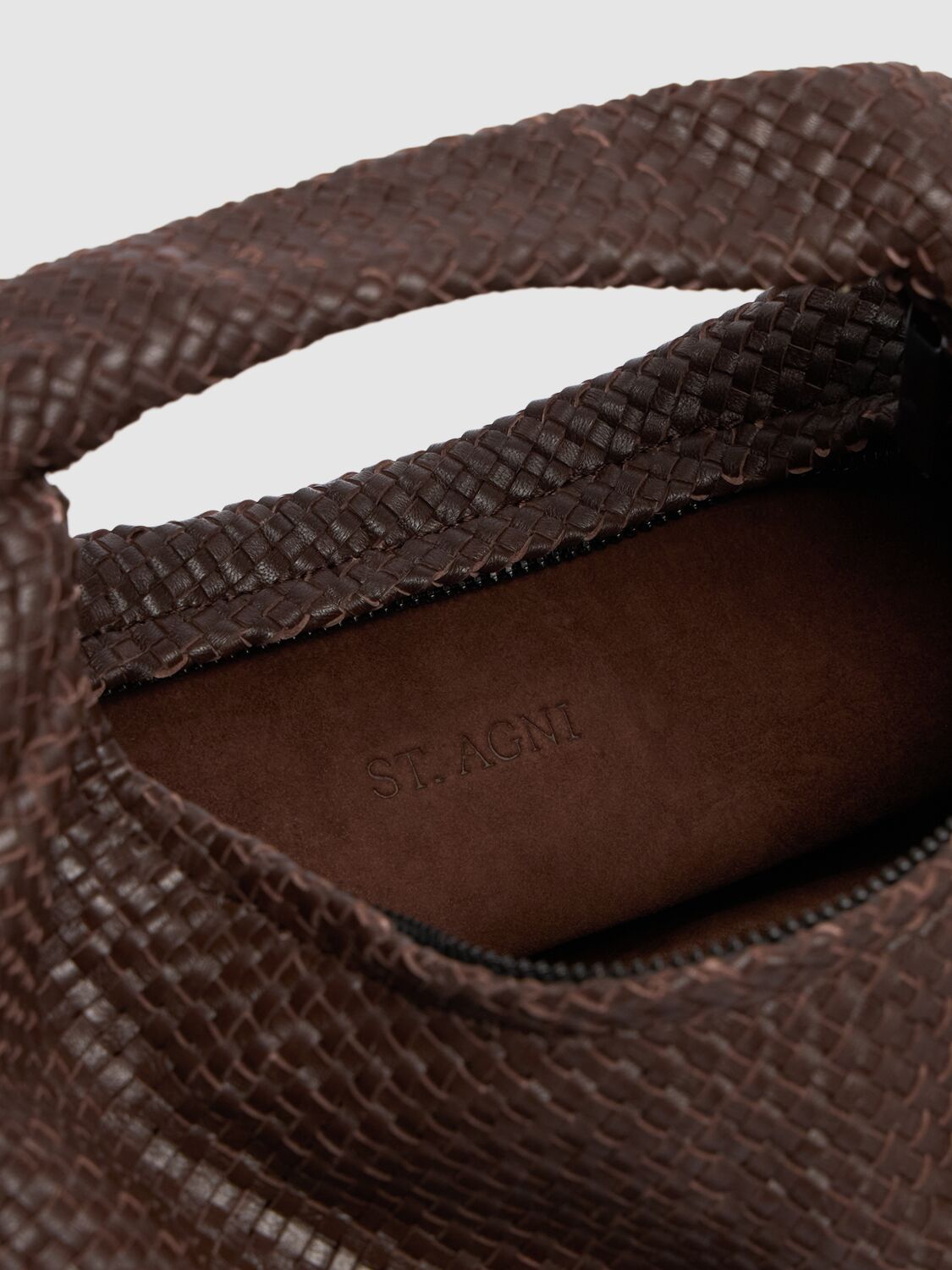 Shop St.agni Mini Bon Bon Wave Leather Top Handle Bag In Chocolate