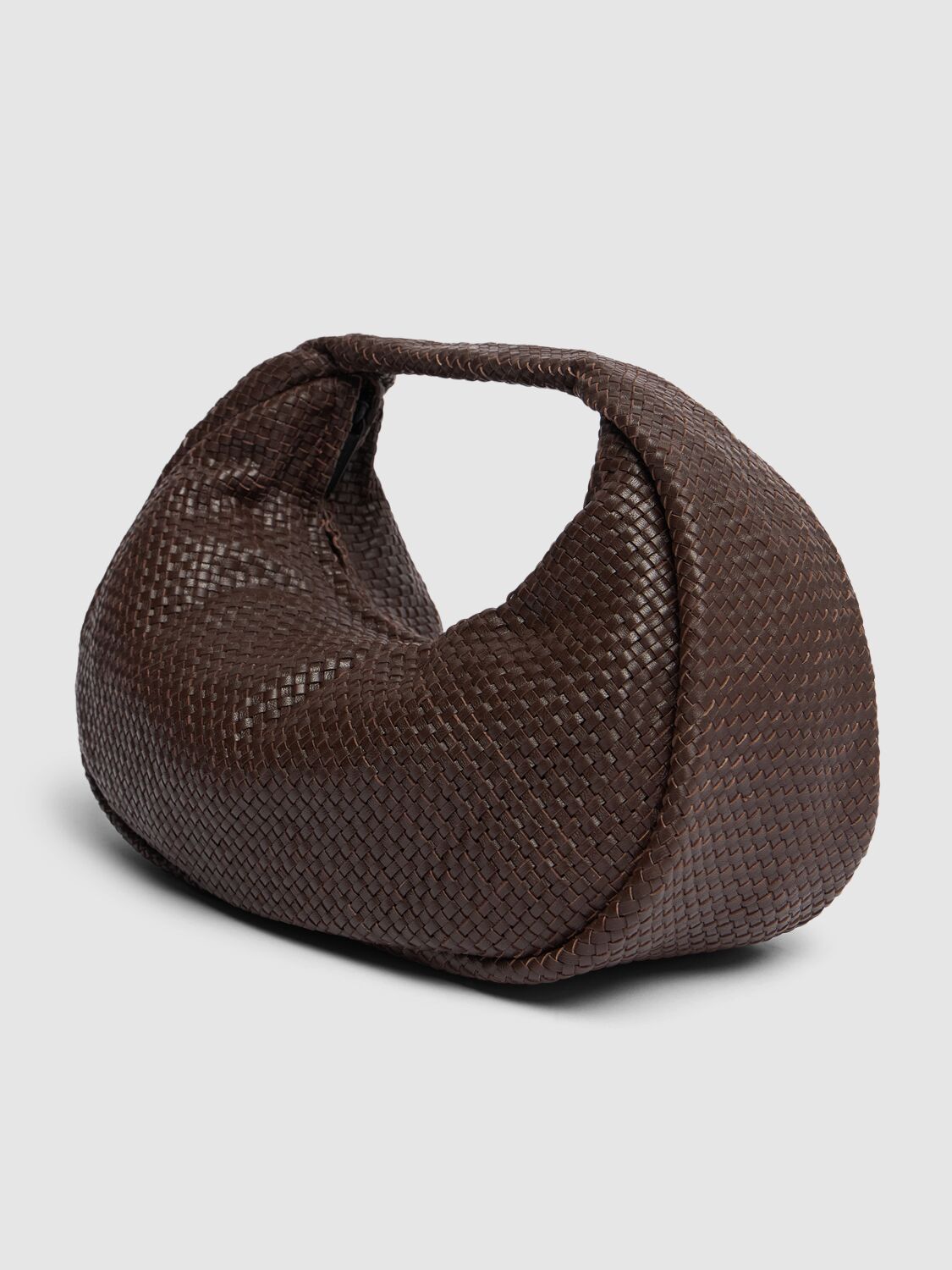 Shop St.agni Mini Bon Bon Wave Leather Top Handle Bag In Chocolate