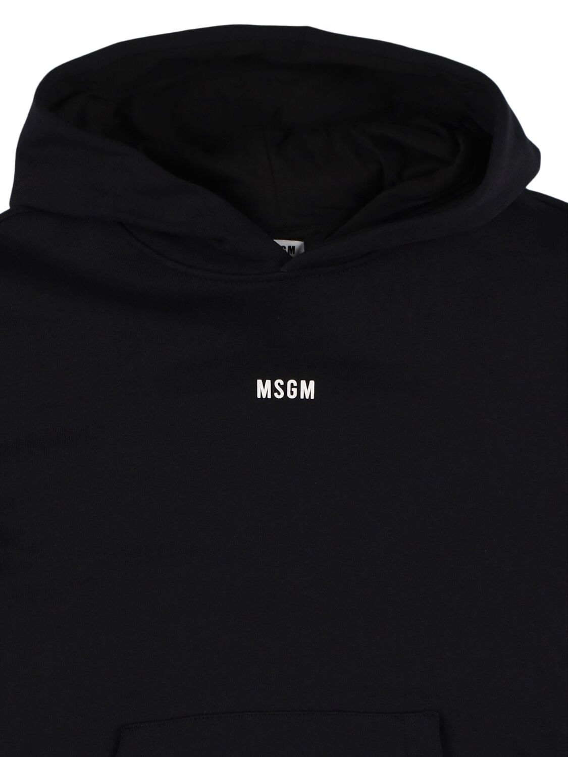 Shop Msgm Printed Cotton Sweatshirt Hoodie In Black