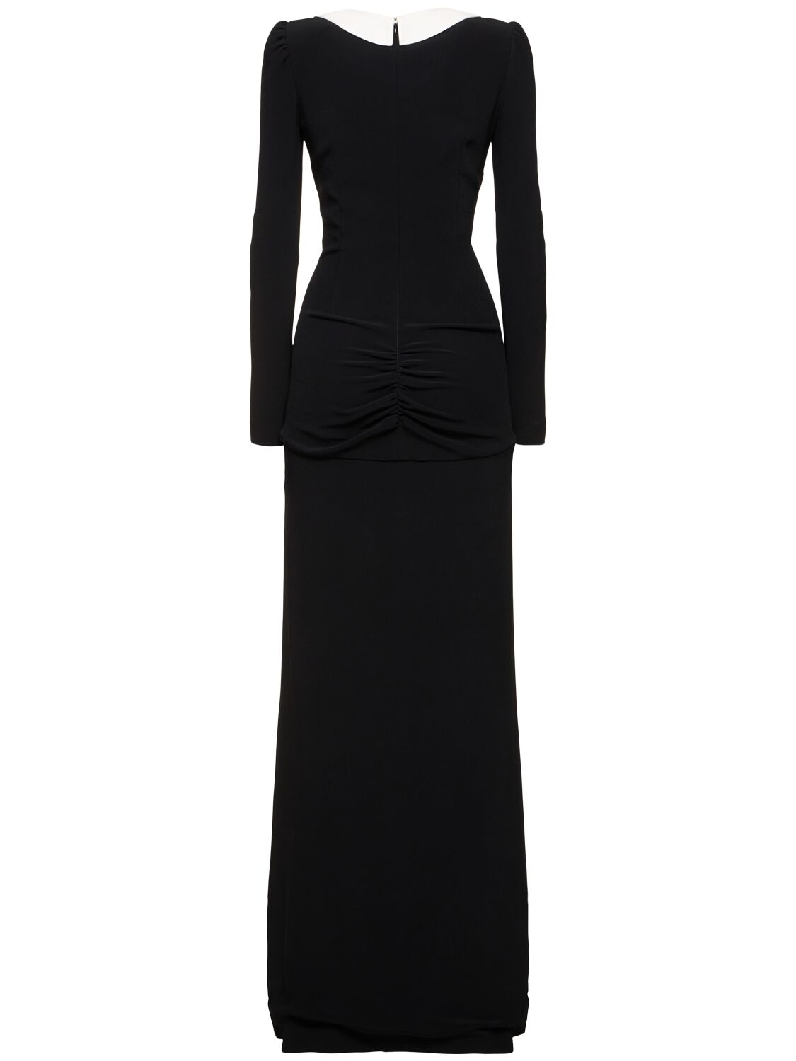 Shop Alessandra Rich Cady Evening Dress W/ Rose In Black
