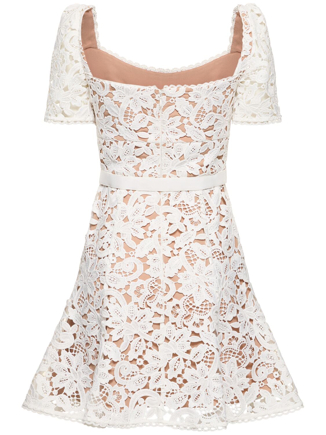 Shop Self-portrait Floral Lace Mini Dress In White