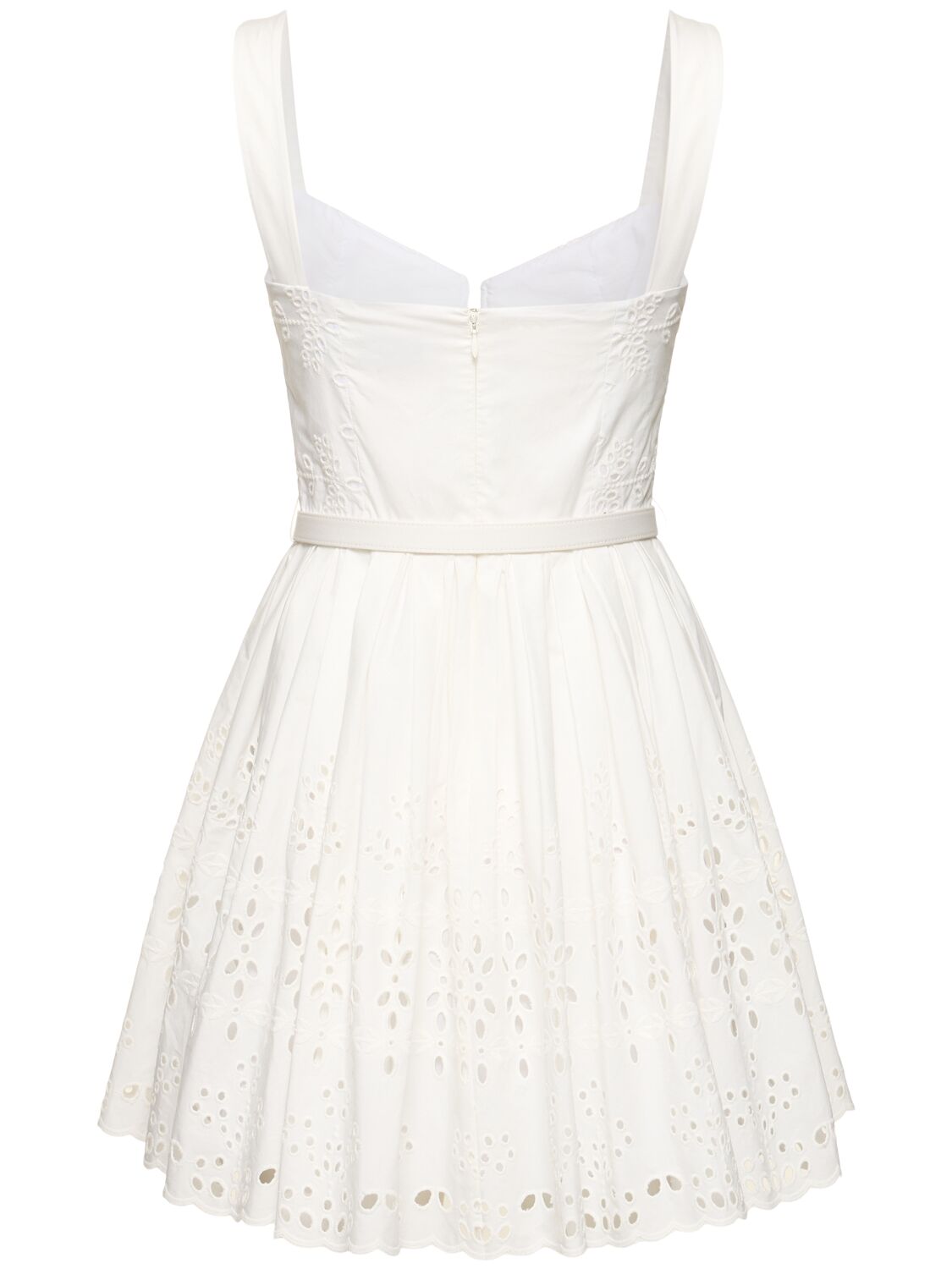 SELF-PORTRAIT EMBROIDERED COTTON MINI DRESS 