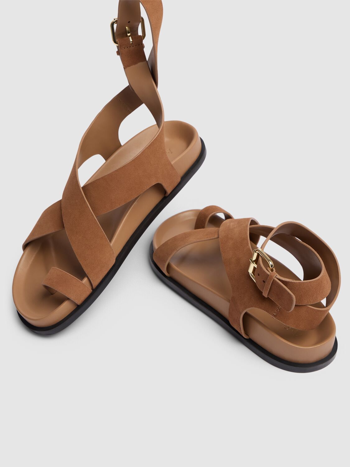 Shop A.emery 20mm Jalen Suede Sandals In Camel