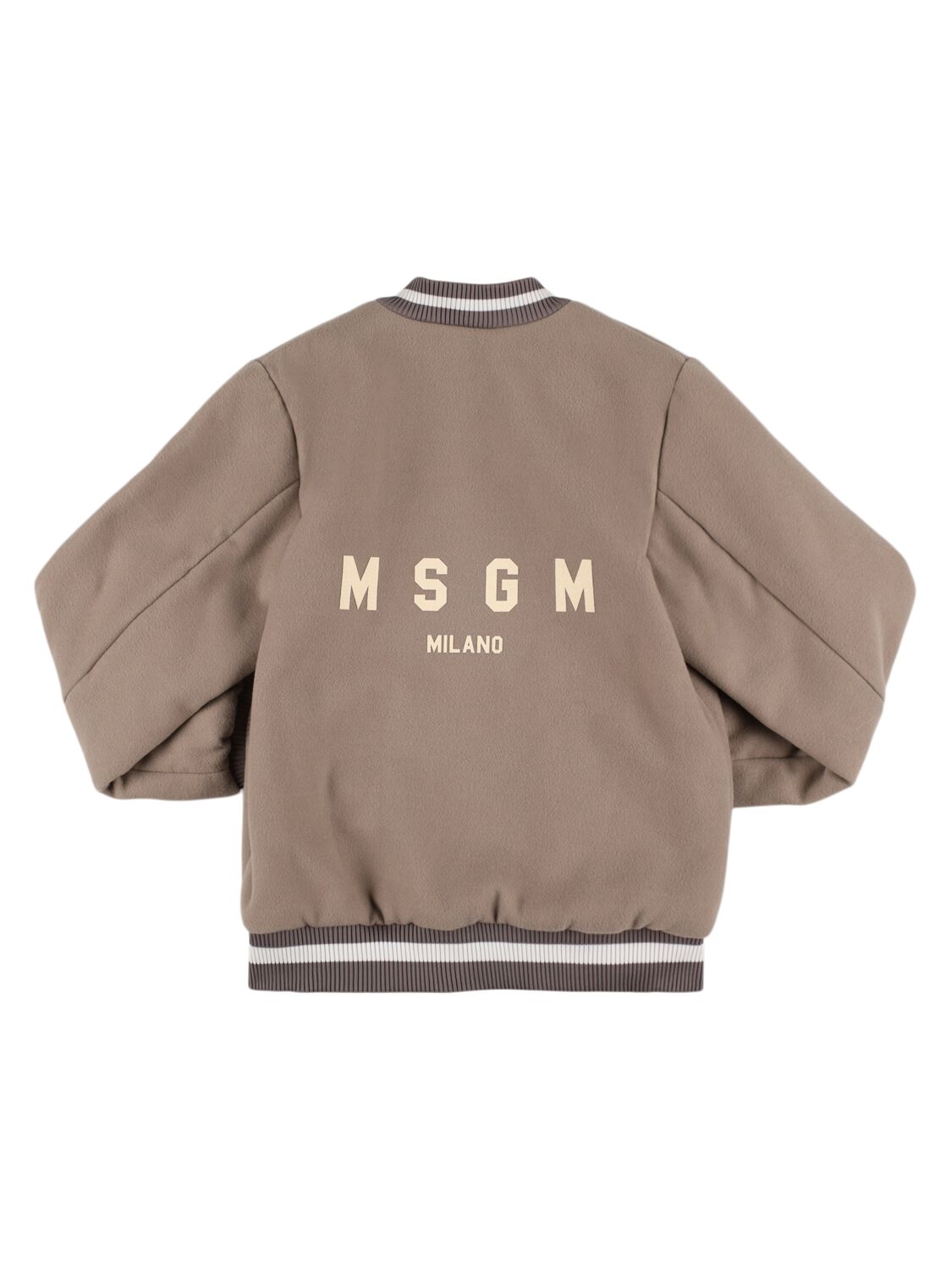 Shop Msgm Poly Blend Cloth Bomber Jacket In Grey