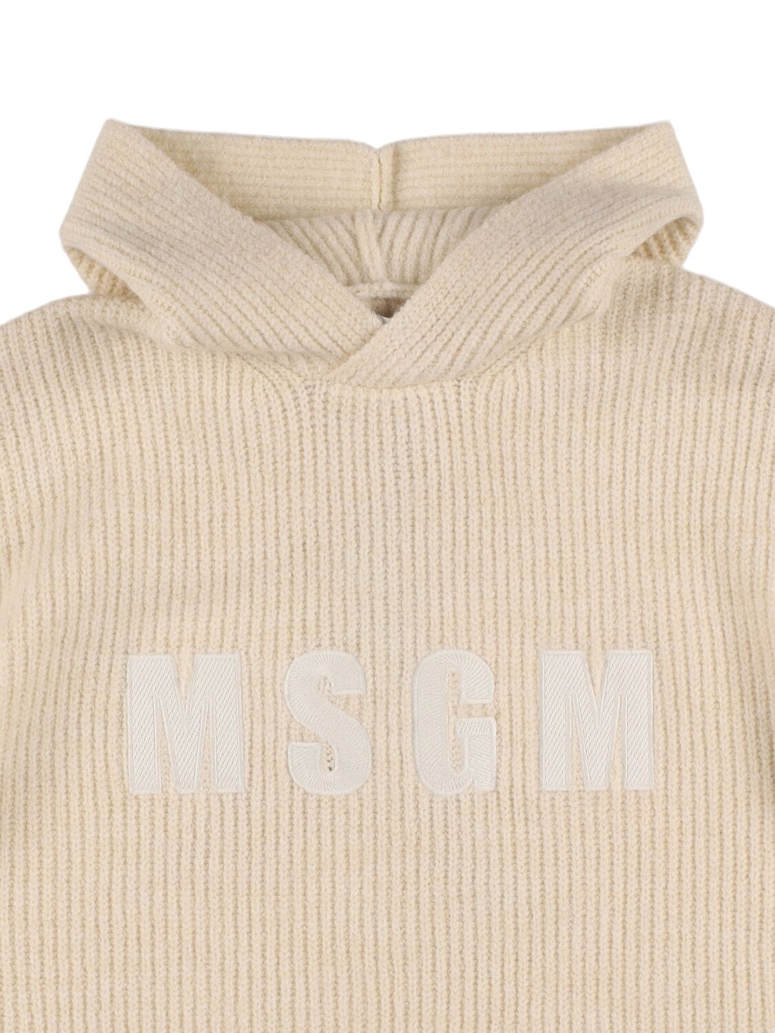 MSGM WOOL BLEND KNIT HOODED SWEATER 