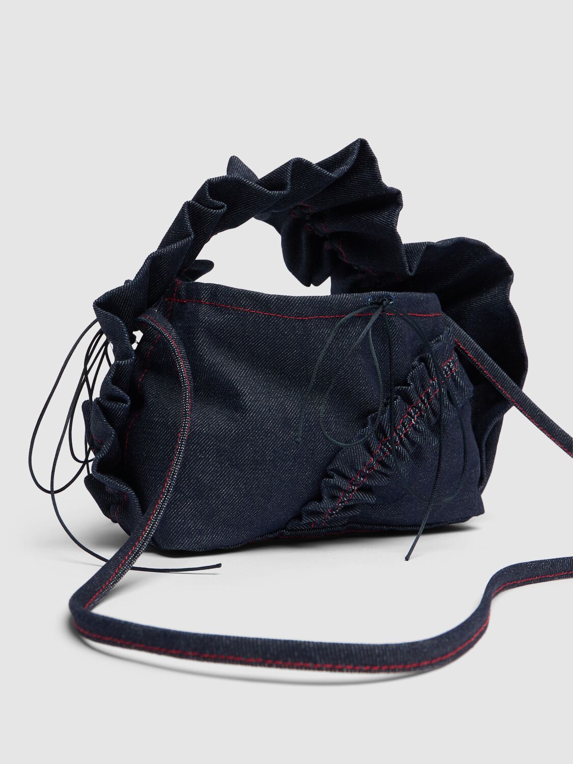 Shop Cecilie Bahnsen Umi Cotton Denim Top Handle Bag In Indigo