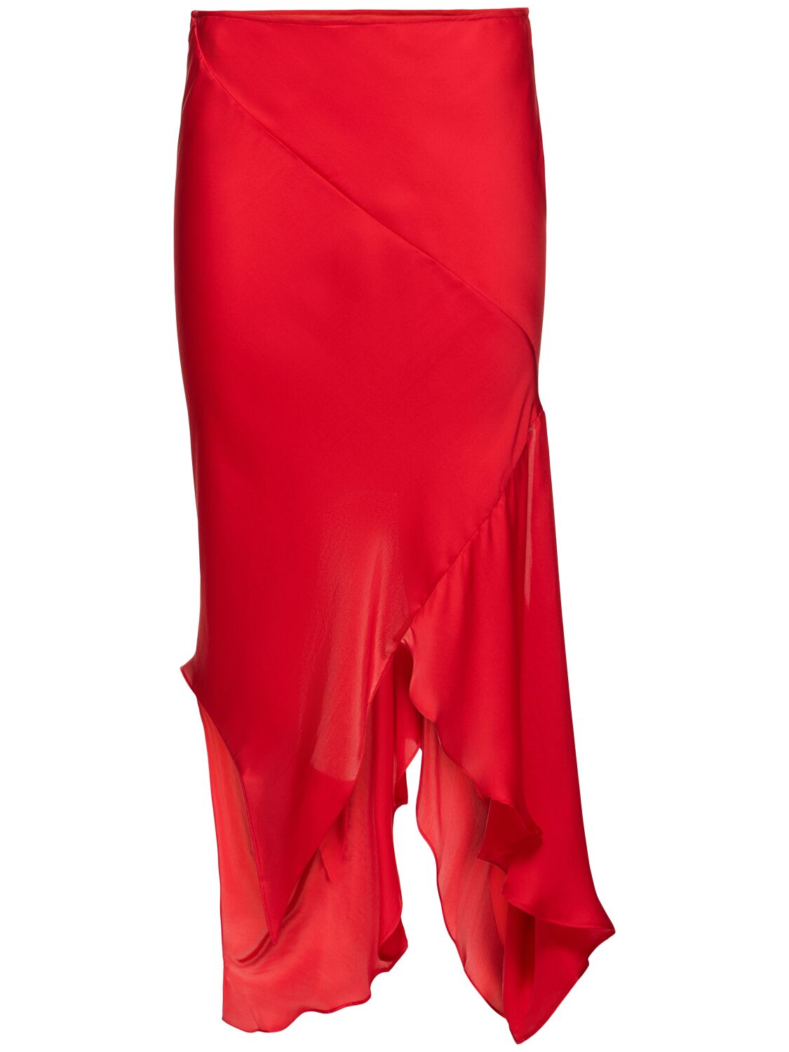 Draped Silk Asymmetric Midi Skirt