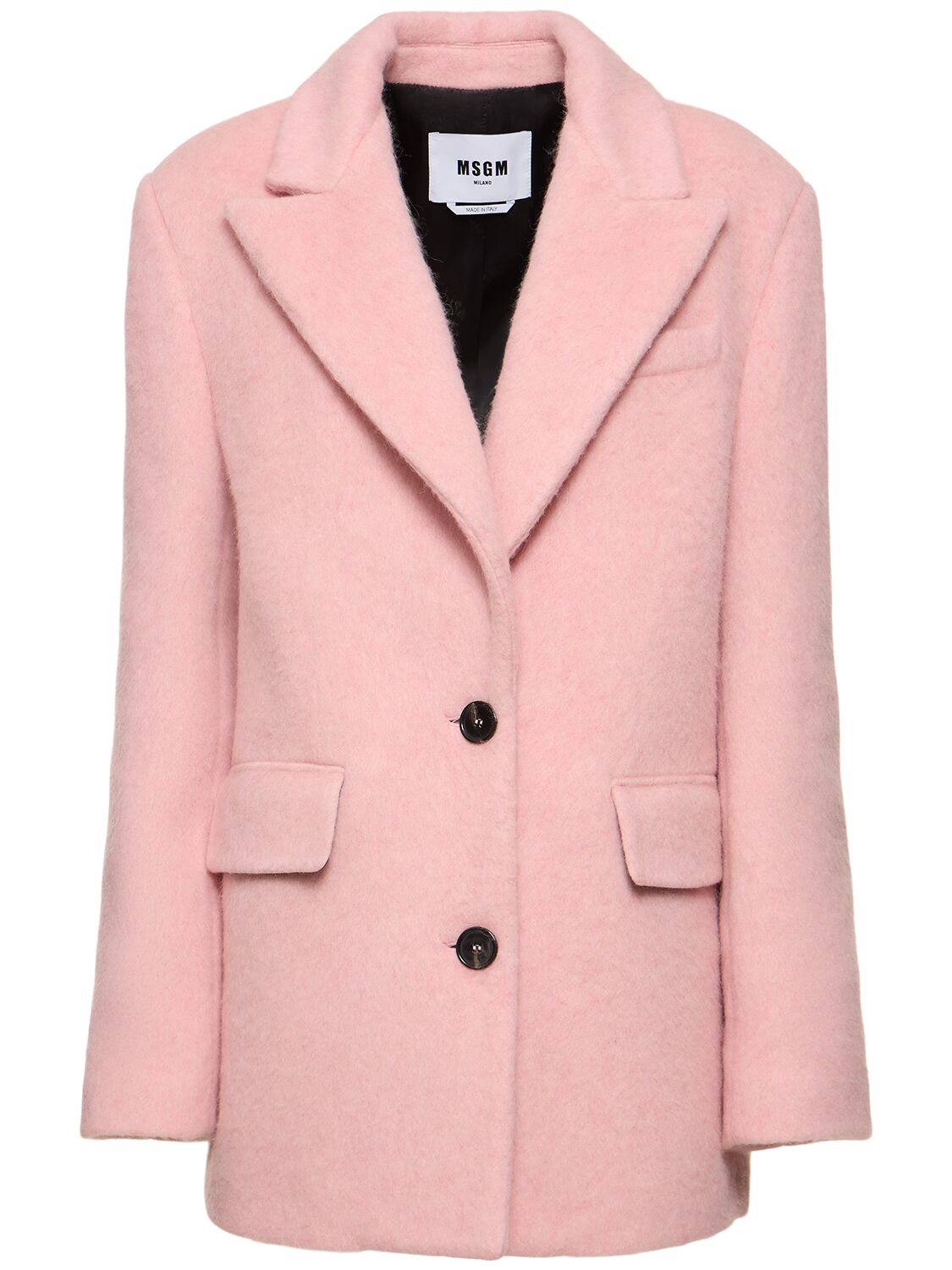 Msgm Single Breast Wool Blend Short Coat In Pink