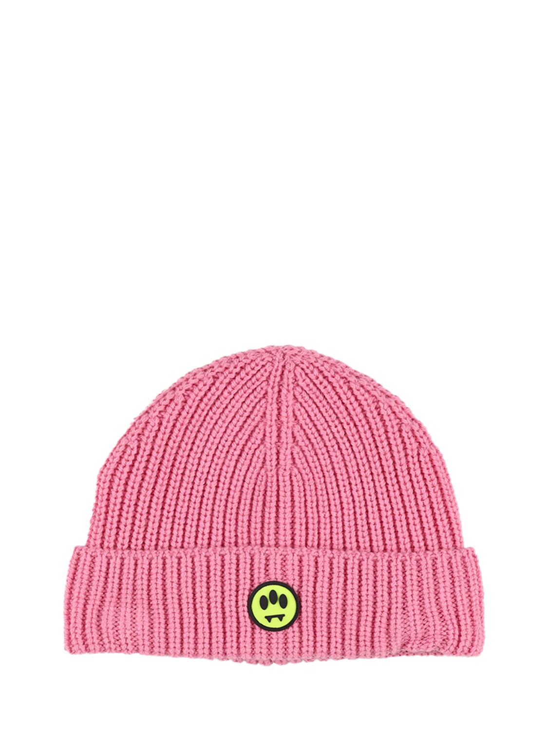 Barrow Wool Blend Knit Beanie W/ Logo In Pink