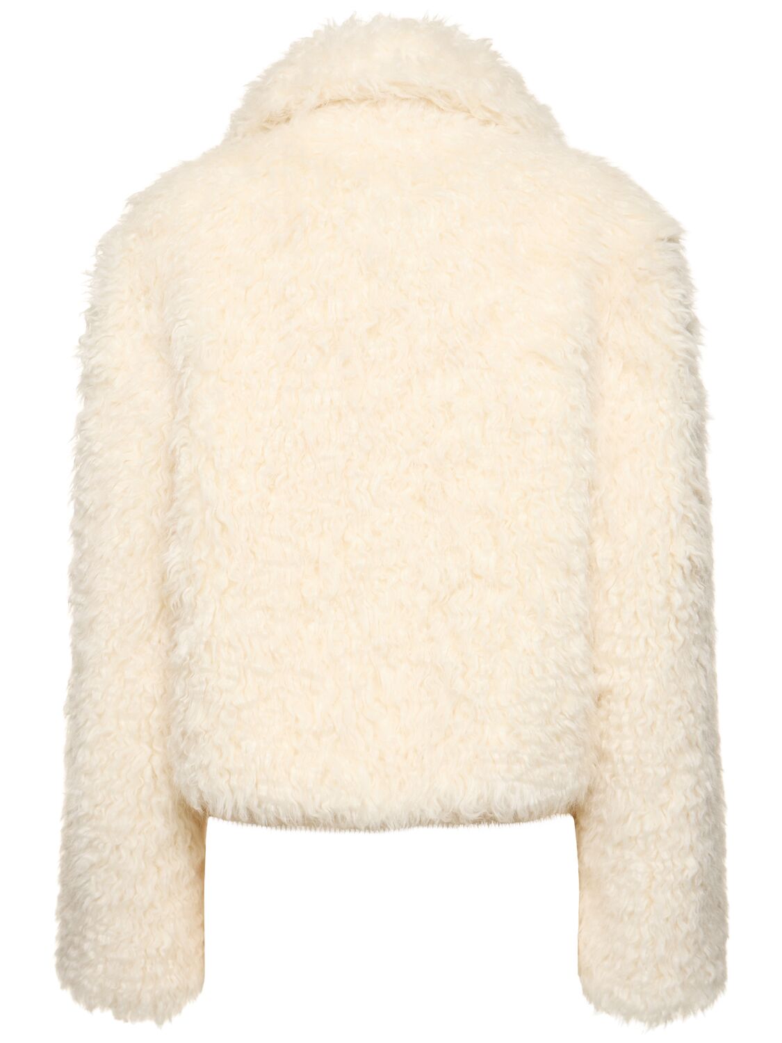 Shop Msgm Furry Short Coat In White