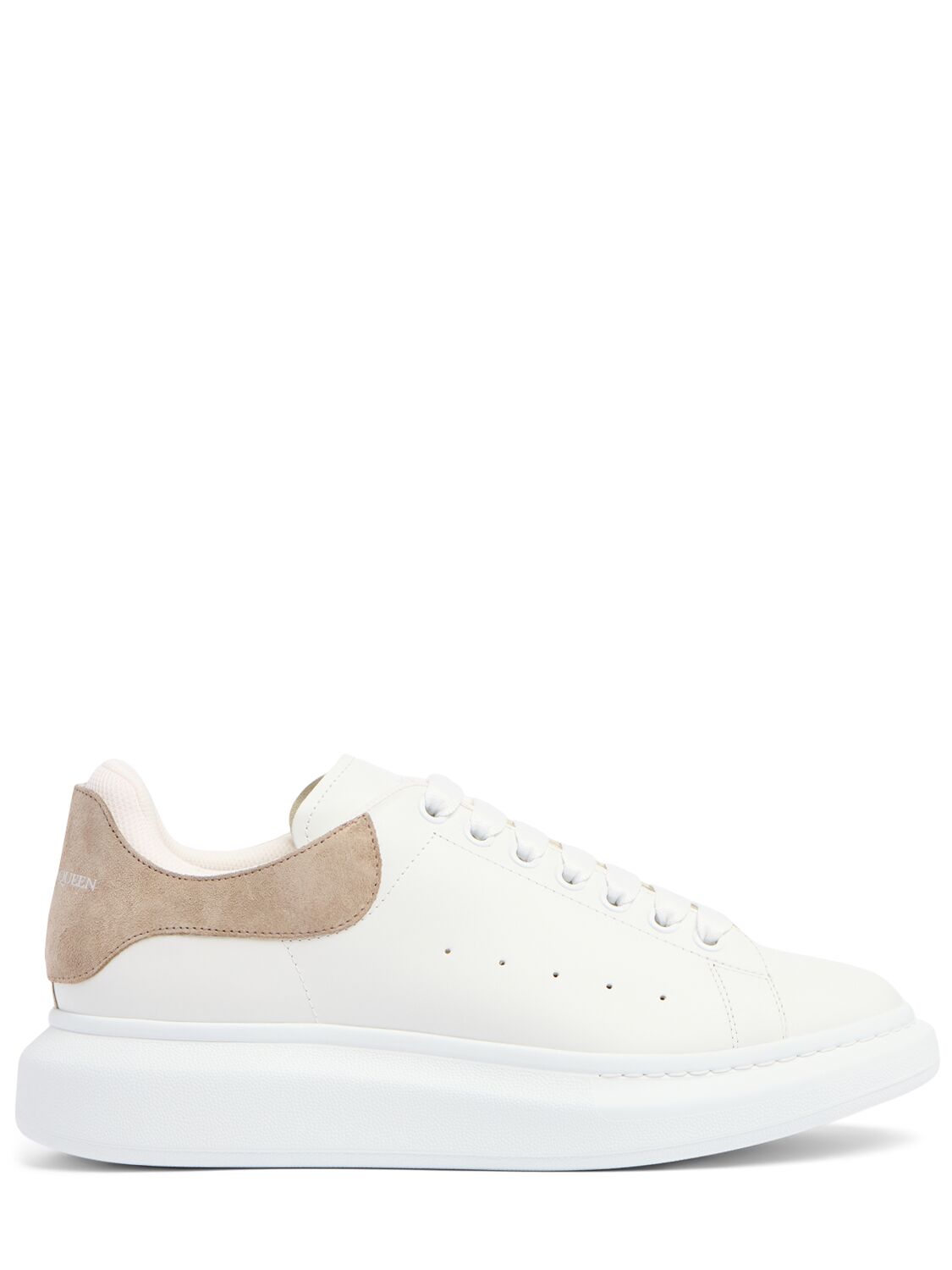 Alexander Mcqueen 45mm Oversized Leather Sneakers In White,stone
