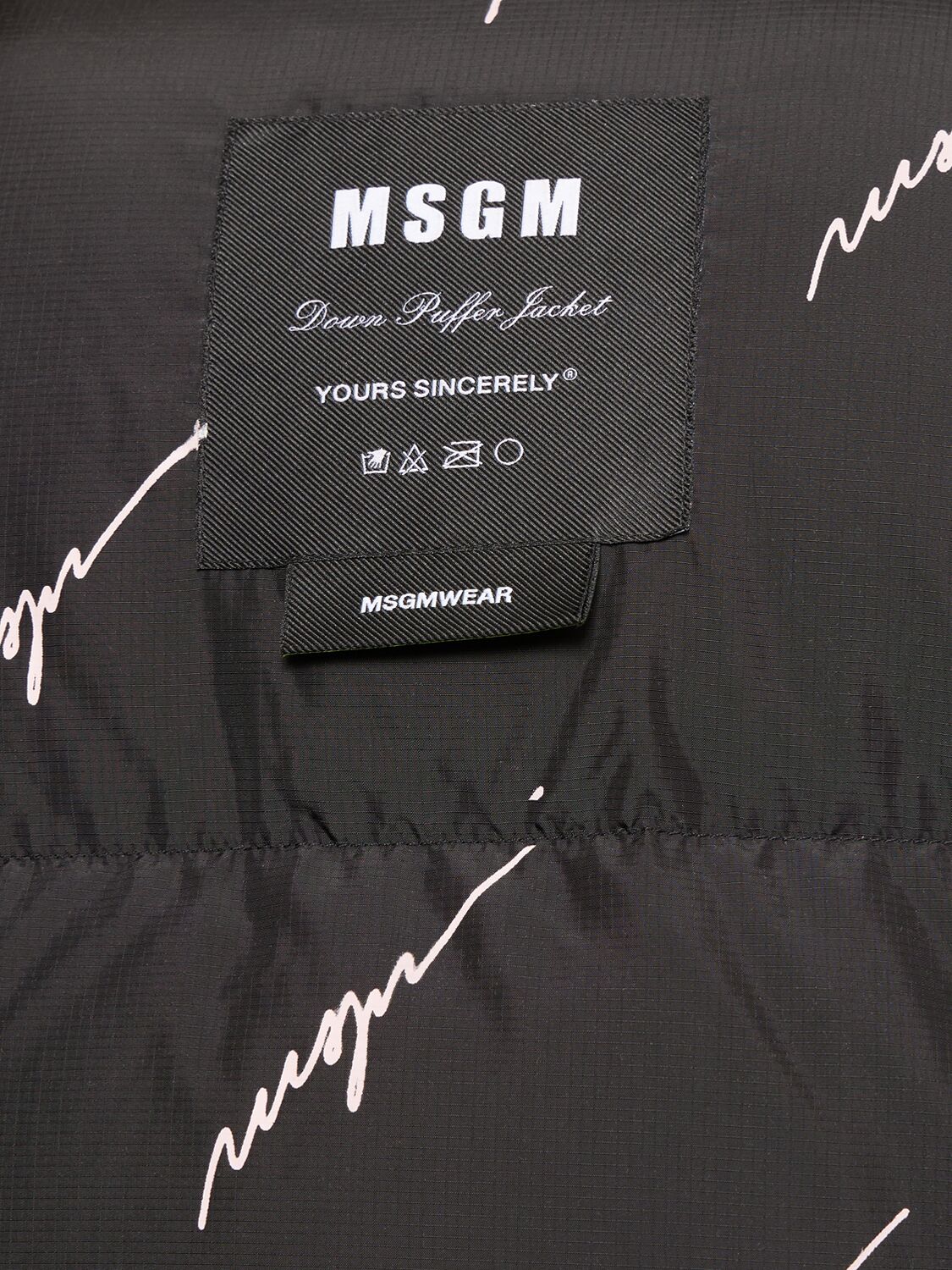 Shop Msgm Printed Down Jacket In Black