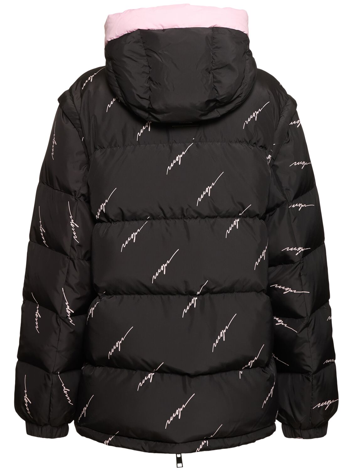 Shop Msgm Printed Down Jacket In Black