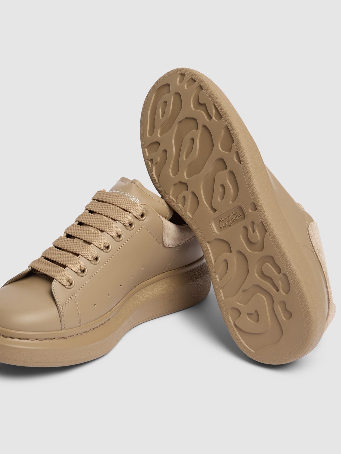 Shop Alexander Mcqueen 45mm Oversized Leather Sneakers In Stone