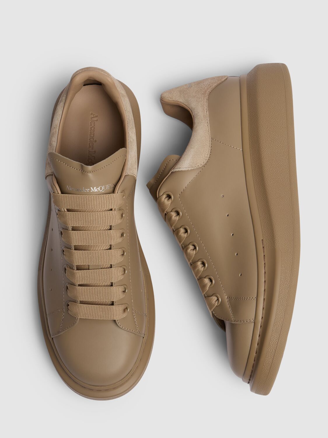 Shop Alexander Mcqueen 45mm Oversized Leather Sneakers In Stone