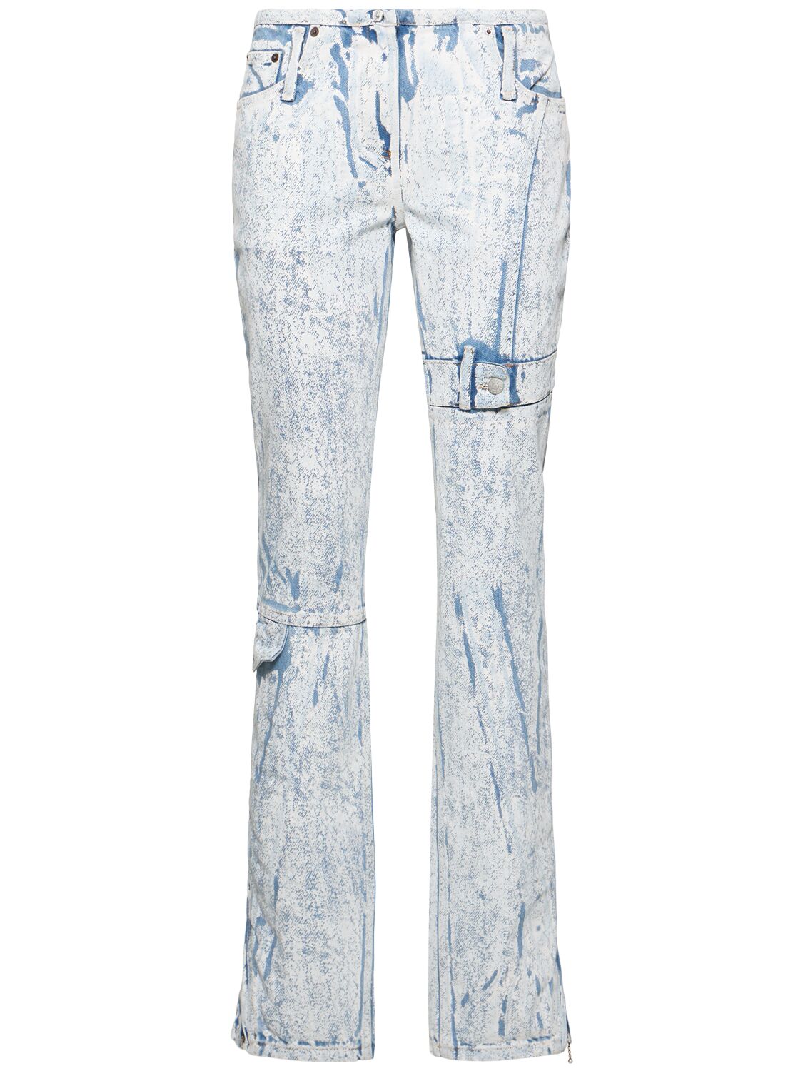 Acne Studios Coated Denim Midrise Straight Jeans In Light Blue,white