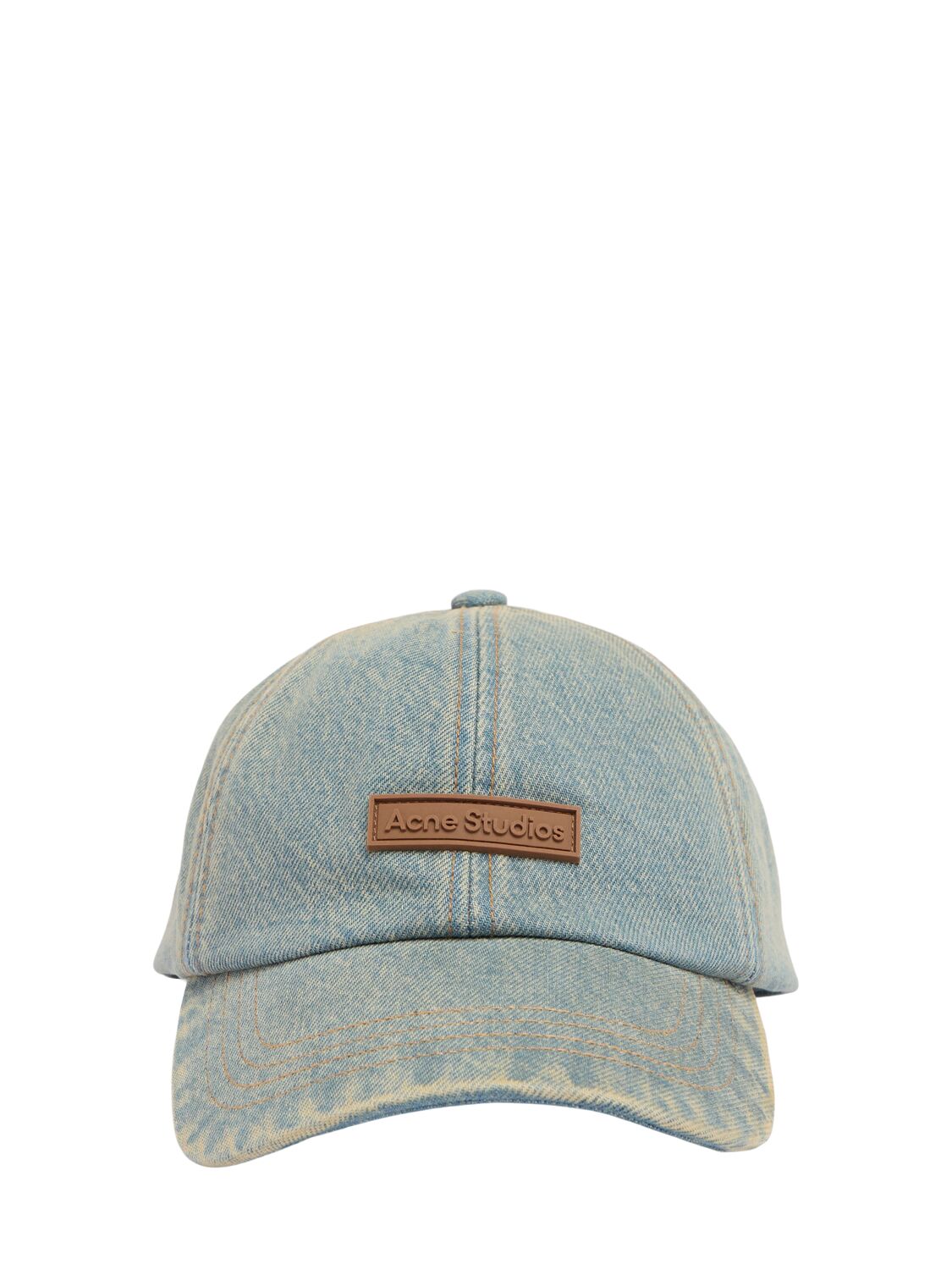Shop Acne Studios Carliy Delta Denim Hat In Blue,beige