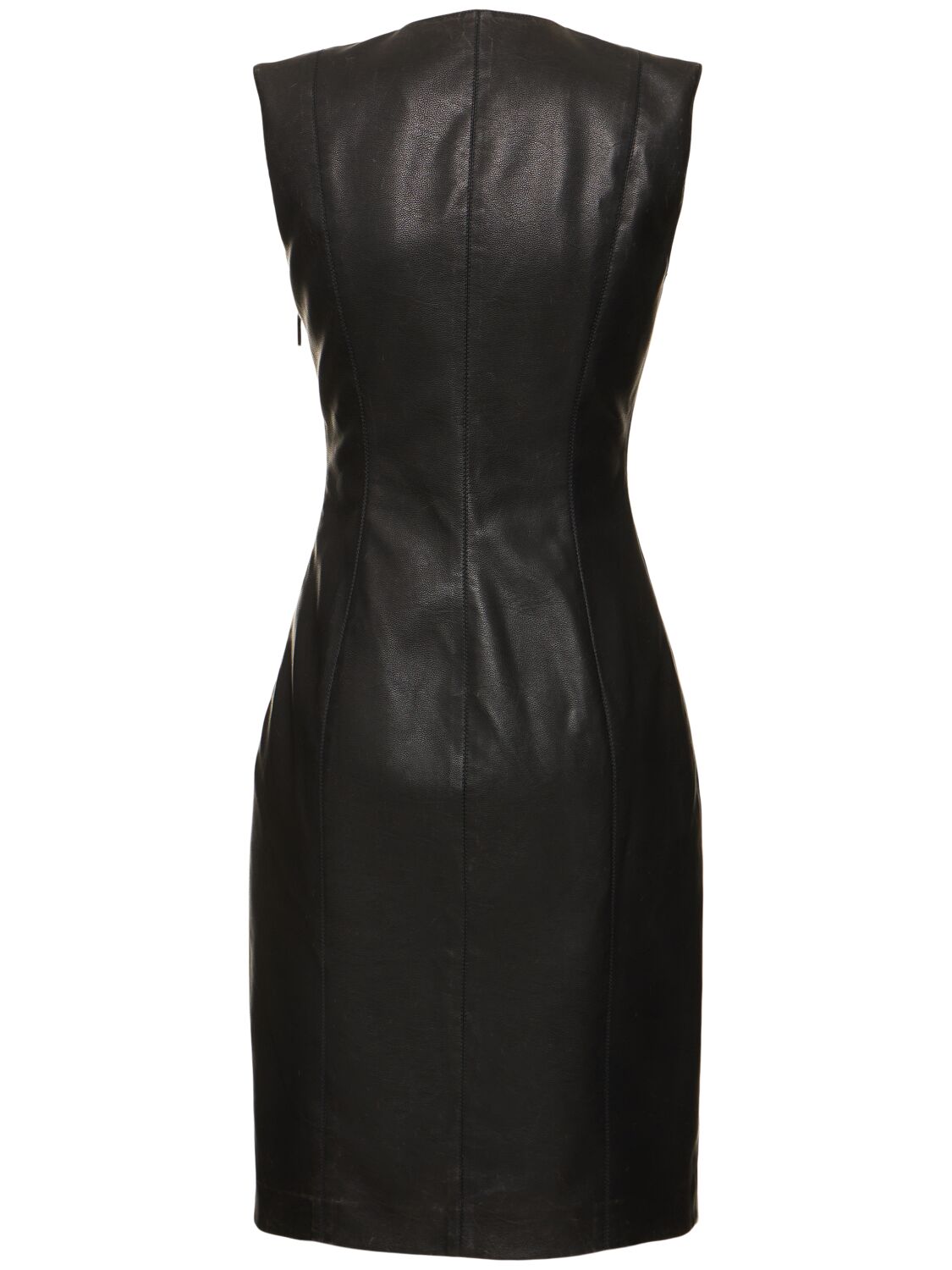 Shop Msgm Faux Leather Midi Dress In Black